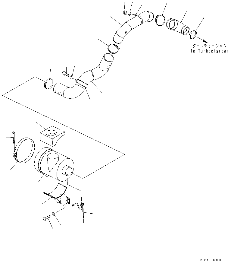 Excavators Komatsu / PC350LC-7-BA S/N 20001-UP(pc350l1r) / AIR CLEANER CONNECTION(030030 : B0200-01A0)
