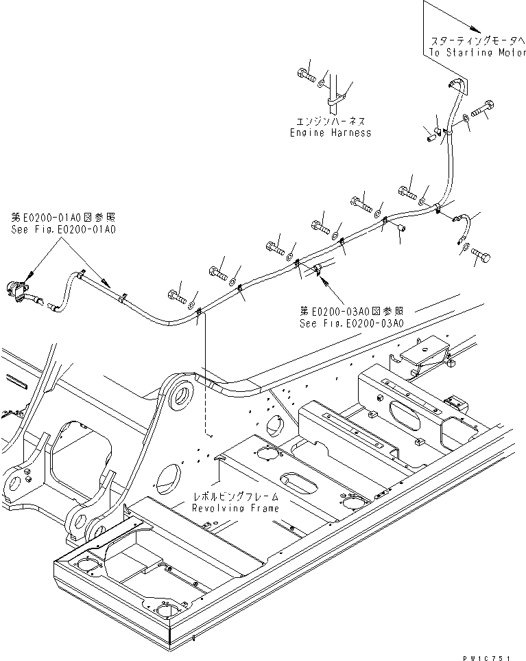 Excavators Komatsu / PC350LC-7-BA S/N 20001-UP(pc350l1r) / WIRING (STARTING HARNESS) (CLIP)(120030 : E0200-02A0)