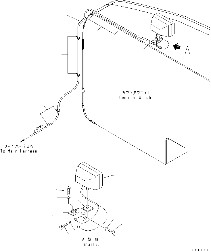 Excavators Komatsu / PC350LC-7-BA S/N 20001-UP(pc350l1r) / REAR WORK LAMP(120110 : E0320-01A0)