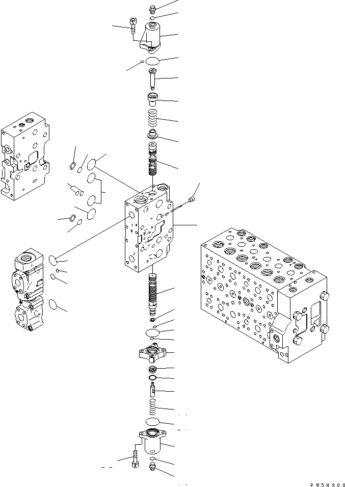 Excavators Komatsu / PC350LC-7-BA S/N 20001-UP(pc350l1r) / MAIN VALVE (1-ACTUATOR) (17/20)(480500 : Y1662-17A0)