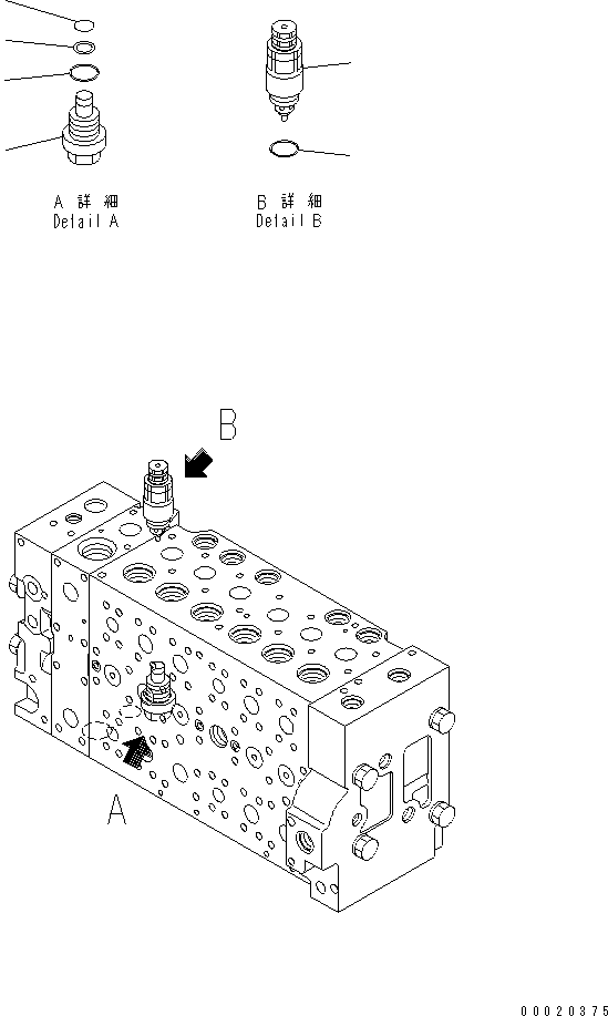 Excavators Komatsu / PC350LC-7-BA S/N 20001-UP(pc350l1r) / MAIN VALVE (1-ACTUATOR) (19/20)(480520 : Y1662-19A0)