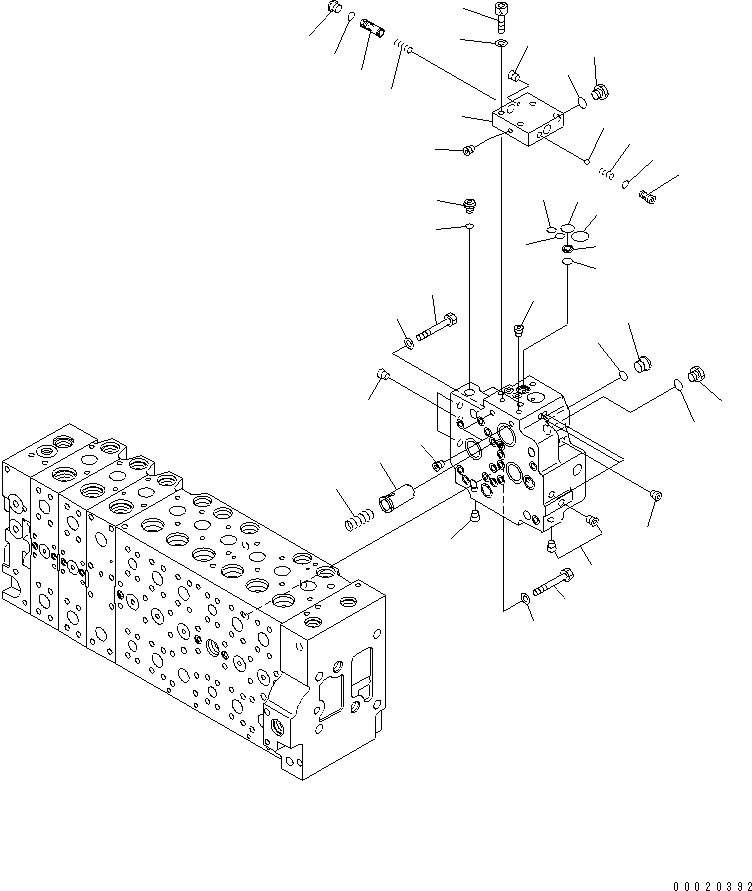 Excavators Komatsu / PC350LC-7-BA S/N 20001-UP(pc350l1r) / MAIN VALVE (3-ACTUATOR) (14/25)(480900 : Y1666-14A0)