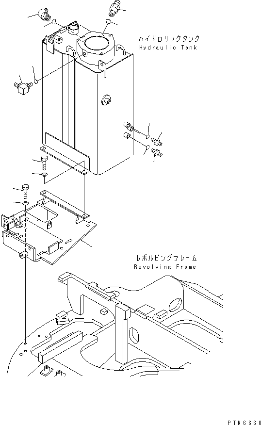 Excavators Komatsu / PC35MR-1 S/N 1001-UP(pc35mr-r) / HYDRAULIC TANK (ELBOW AND MOUNTING PARTS)(150020 : H0110-02A0)