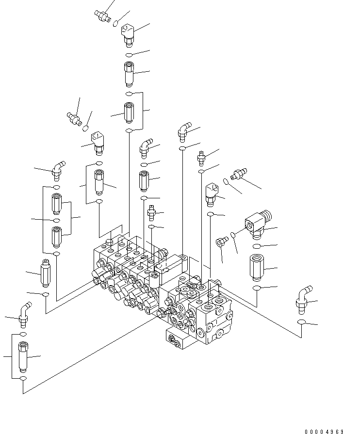 Excavators Komatsu / PC35MR-1 S/N 1001-UP(pc35mr-r) / MAIN VALVE (ELBOW) (FOR POWER ANGLE POWER TILT BLADE)(#1001-1668)(150040 : H0120-01A1)