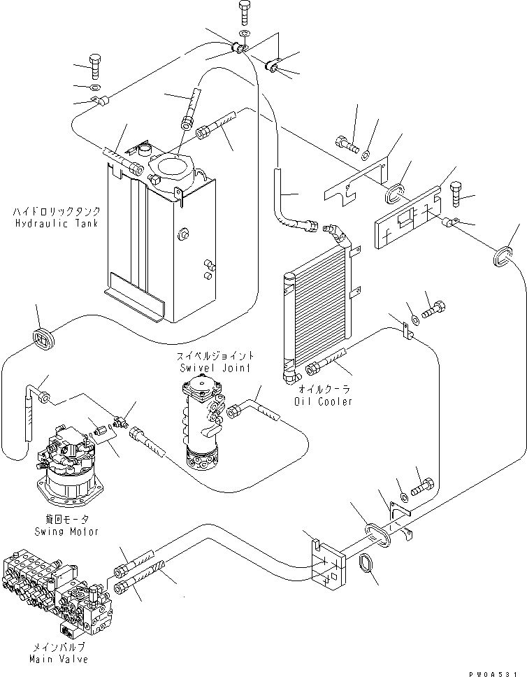 Excavators Komatsu / PC35MR-1 S/N 1001-UP(pc35mr-r) / RETURN LINE (FOR POWER ANGLE POWER TILT BLADE)(150130 : H0330-01A1)