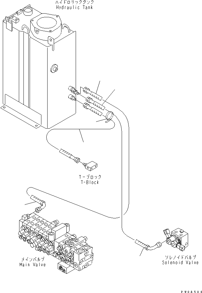 Excavators Komatsu / PC35MR-1 S/N 1001-UP(pc35mr-r) / DRAIN LINE (FOR POWER ANGLE POWER TILT BLADE)(150150 : H0340-01A1)