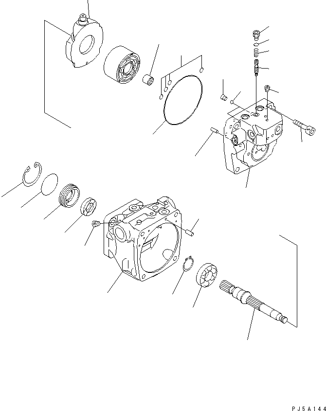 Excavators Komatsu / PC35MR-1 S/N 1001-UP(pc35mr-r) / MAIN PUMP (1/6) (FOR AIR CONDITIONER)(450120 : Y1600-21A0)
