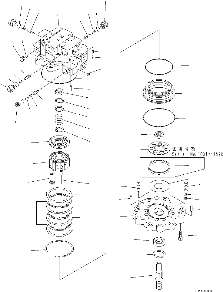 Excavators Komatsu / PC35MR-1 S/N 1001-UP(pc35mr-r) / SWING MOTOR (INNER PARTS) (1/2)(450310 : Y1640-01A0)