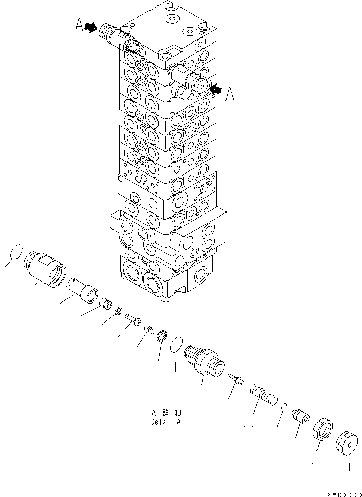 Excavators Komatsu / PC35MR-1 S/N 1001-UP(pc35mr-r) / MAIN VALVE (10-VALVE) (21/21)(450900 : Y1664-21A0)