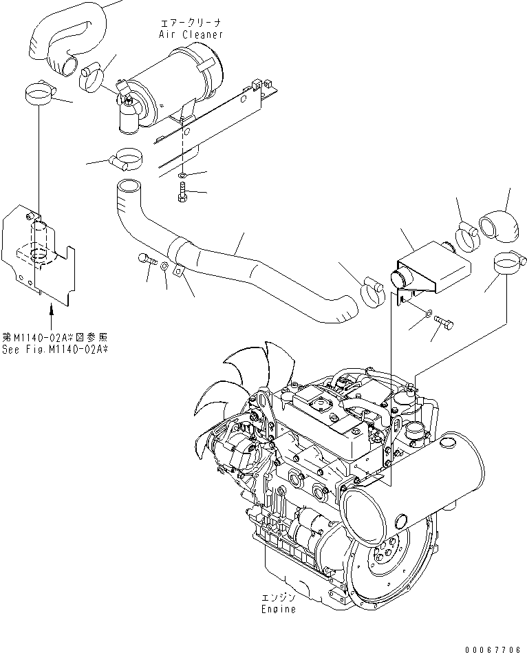 Komatsu parts book diagram for PC35MR-3(JPN)-FOR CAB S/N 15001-UP: AIR CLEANER RELATED PARTS (SINGLE ELEMENT)