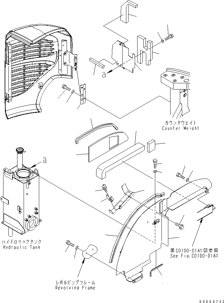 Komatsu parts book diagram for PC35MR-3(JPN)-FOR CAB S/N 15001-UP: RIGHT SIDE COVER (2/2) (CAB)