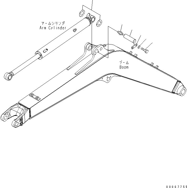 Komatsu parts book diagram for PC35MR-3(JPN)-FOR CAB S/N 15001-UP: BOOM (PIN) (FOR ARM CYLINDER)