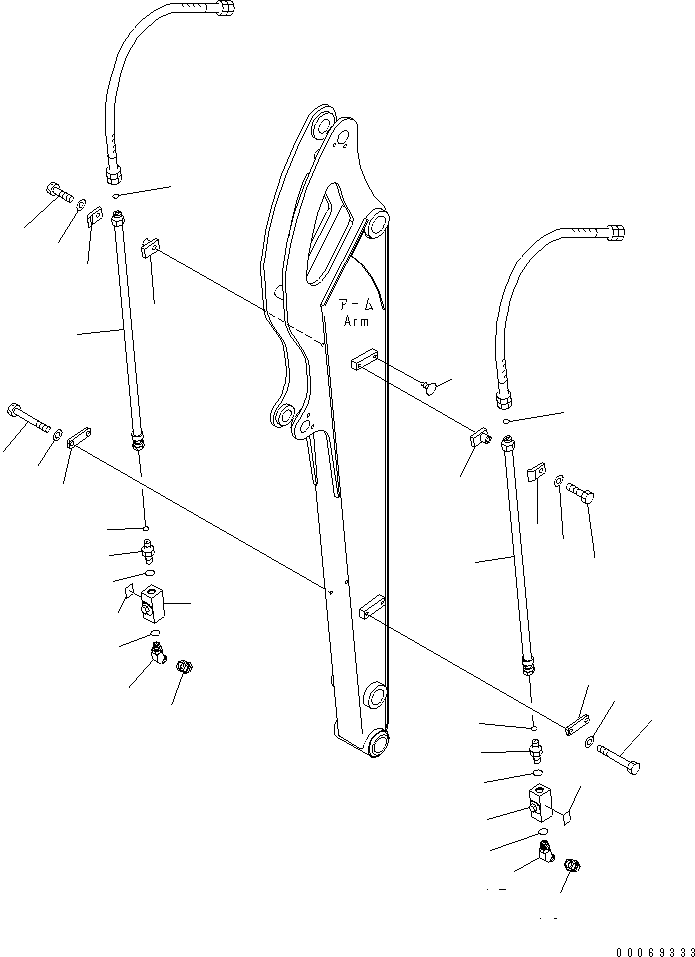 Komatsu parts book diagram for PC35MR-3(JPN)-FOR CAB S/N 15001-UP: LONG ARM (ADDITIONAL PIPING)