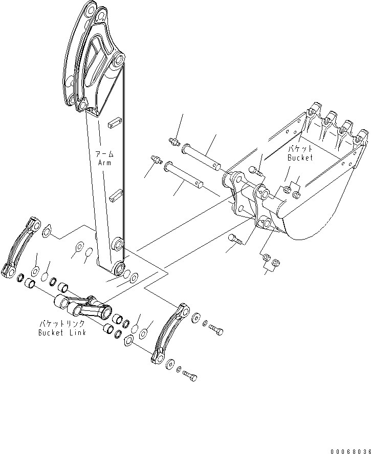 Komatsu parts book diagram for PC35MR-3(JPN)-FOR CAB S/N 15001-UP: BUCKET PIN