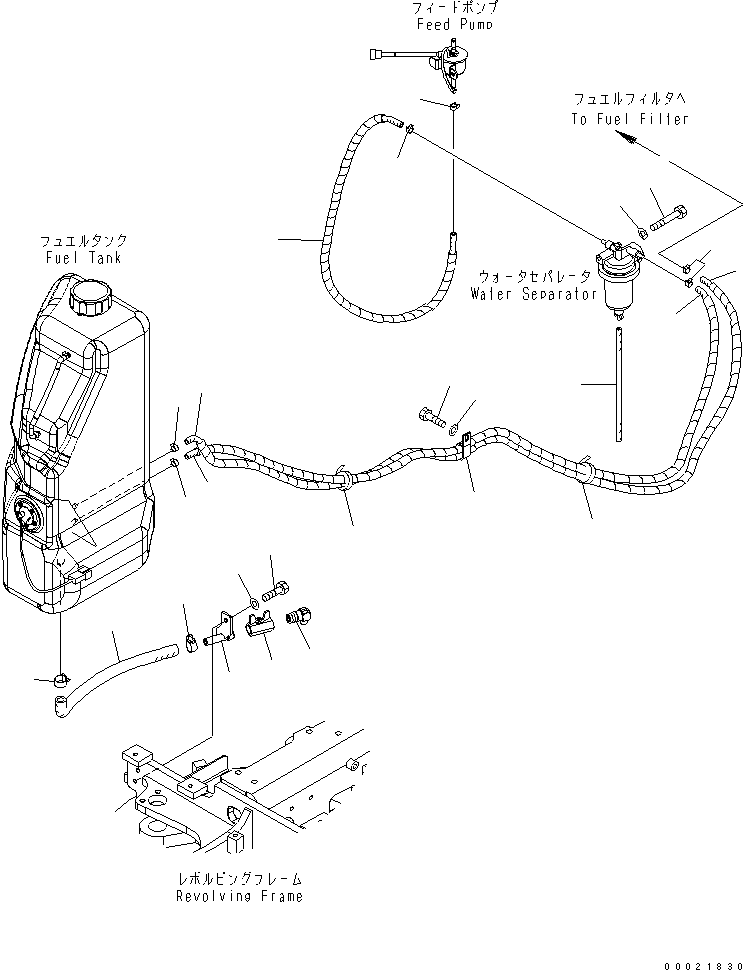 Excavators Komatsu / PC35MR-2 S/N 5001-UP (Cab Spec.)(pc35mr1c) / FUEL PIPING(090020 : D0100-02A0)