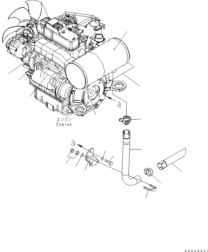 Komatsu parts book diagram for PC35MR-2-B S/N 5001-UP: EXHAUST RELATED PARTS