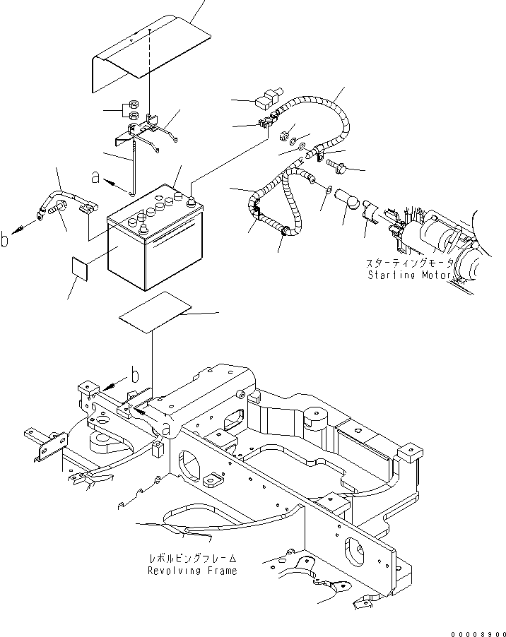 Komatsu parts book diagram for PC35MR-2-B S/N 5001-UP: BATTERY AND MOUNTING PARTS (FOR JAPAN)