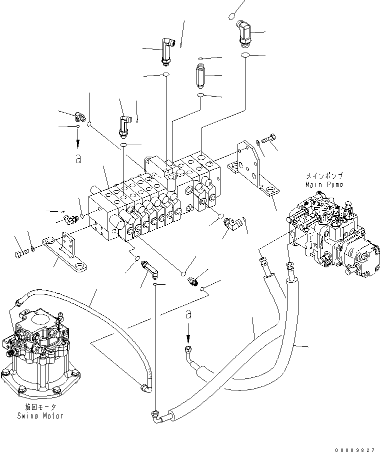 Komatsu parts book diagram for PC35MR-2-B S/N 5001-UP: MAIN VALVE (CONNECTING PARTS) (1/3) (1 ATT.) (FOR JAPAN)