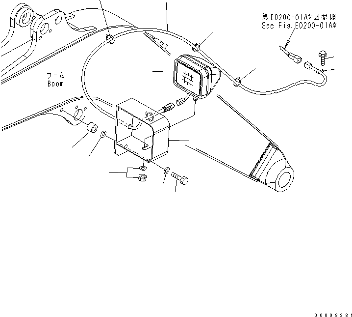 Komatsu parts book diagram for PC35MR-2-B S/N 5001-UP: BOOM (WORKING LAMP)