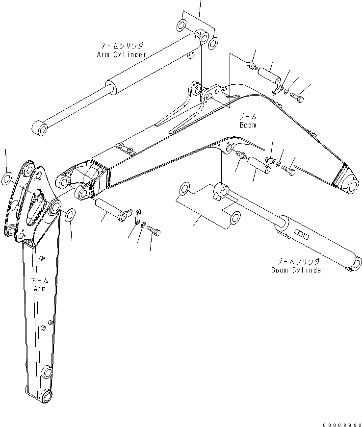 Komatsu parts book diagram for PC35MR-2-B S/N 5001-UP: BOOM (TOP PIN AND BOTTOM PIN)