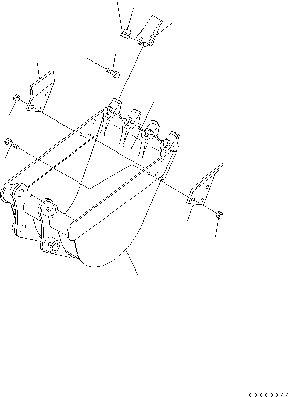 Komatsu parts book diagram for PC35MR-2-B S/N 5001-UP: BUCKET ? 0.10M3 (MINI 0.18M3) 600MM WIDE