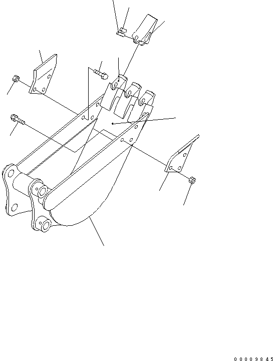 Komatsu parts book diagram for PC35MR-2-B S/N 5001-UP: BUCKET ? 0.05M3 (MINI 0.08M3) 420MM WIDE