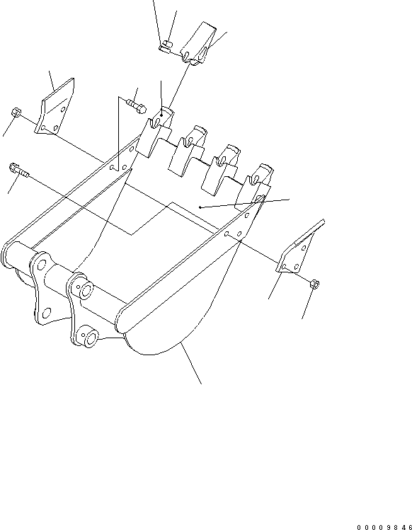 Komatsu parts book diagram for PC35MR-2-B S/N 5001-UP: BUCKET ? 0.08M3 (MINI 0.14M3) 500MM WIDE
