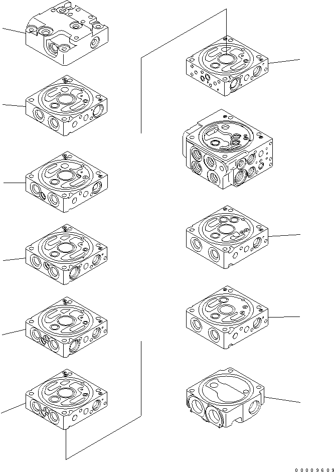 Komatsu parts book diagram for PC35MR-2-B S/N 5001-UP: MAIN VALVE (8-VALVE) (1/20)