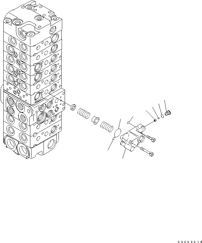 Komatsu parts book diagram for PC35MR-2-B S/N 5001-UP: MAIN VALVE (8-VALVE) (6/20)