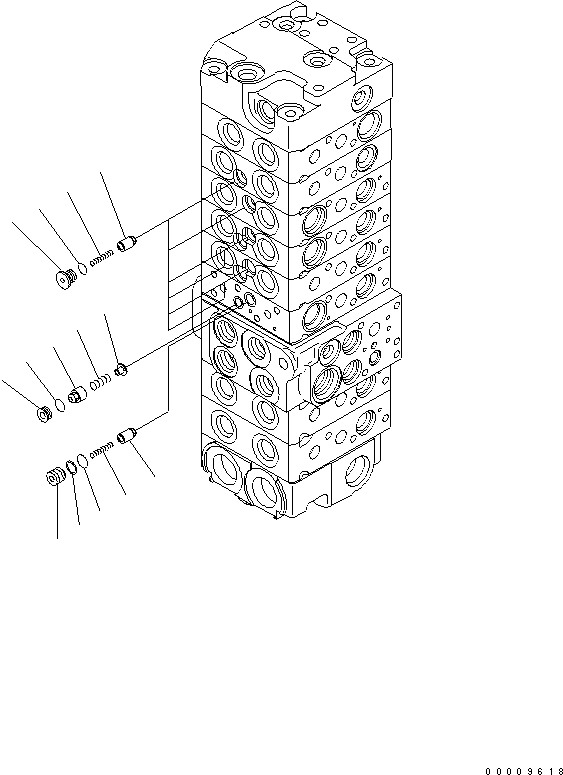 Komatsu parts book diagram for PC35MR-2-B S/N 5001-UP: MAIN VALVE (8-VALVE) (10/20)