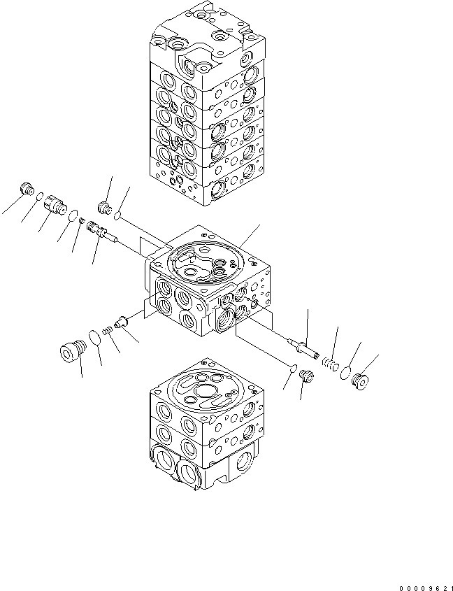 Komatsu parts book diagram for PC35MR-2-B S/N 5001-UP: MAIN VALVE (8-VALVE) (13/20)