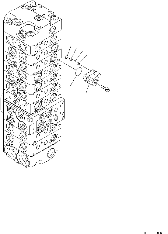 Komatsu parts book diagram for PC35MR-2-B S/N 5001-UP: MAIN VALVE (9-VALVE) (8/22)