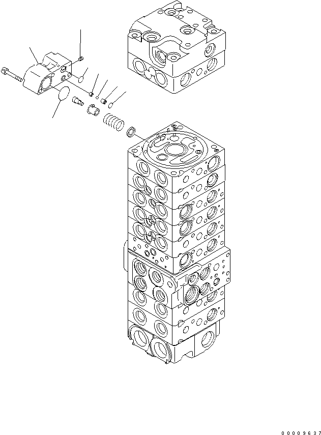 Komatsu parts book diagram for PC35MR-2-B S/N 5001-UP: MAIN VALVE (9-VALVE) (9/22)