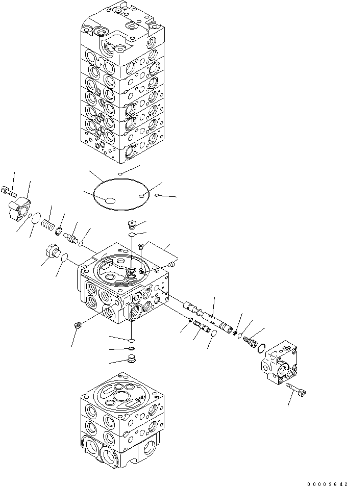 Komatsu parts book diagram for PC35MR-2-B S/N 5001-UP: MAIN VALVE (9-VALVE) (14/22)