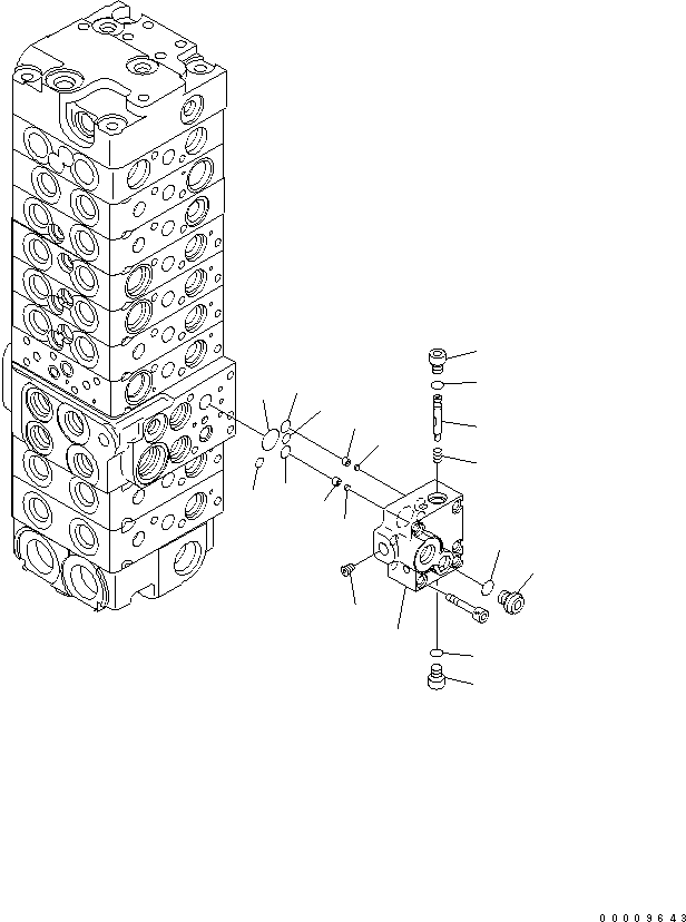 Komatsu parts book diagram for PC35MR-2-B S/N 5001-UP: MAIN VALVE (9-VALVE) (15/22)