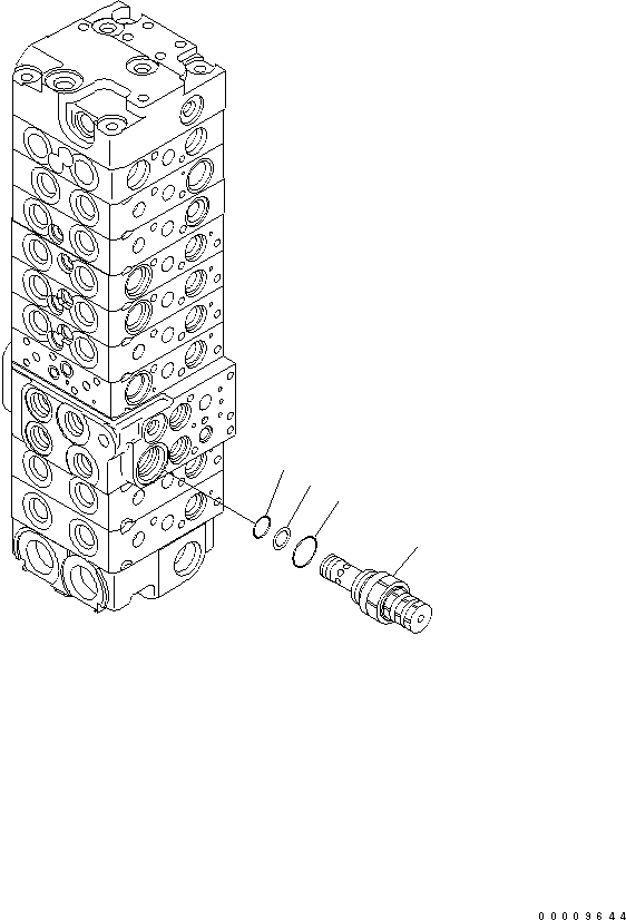 Komatsu parts book diagram for PC35MR-2-B S/N 5001-UP: MAIN VALVE (9-VALVE) (16/22)