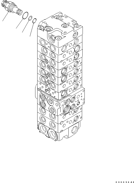 Komatsu parts book diagram for PC35MR-2-B S/N 5001-UP: MAIN VALVE (9-VALVE) (20/22)
