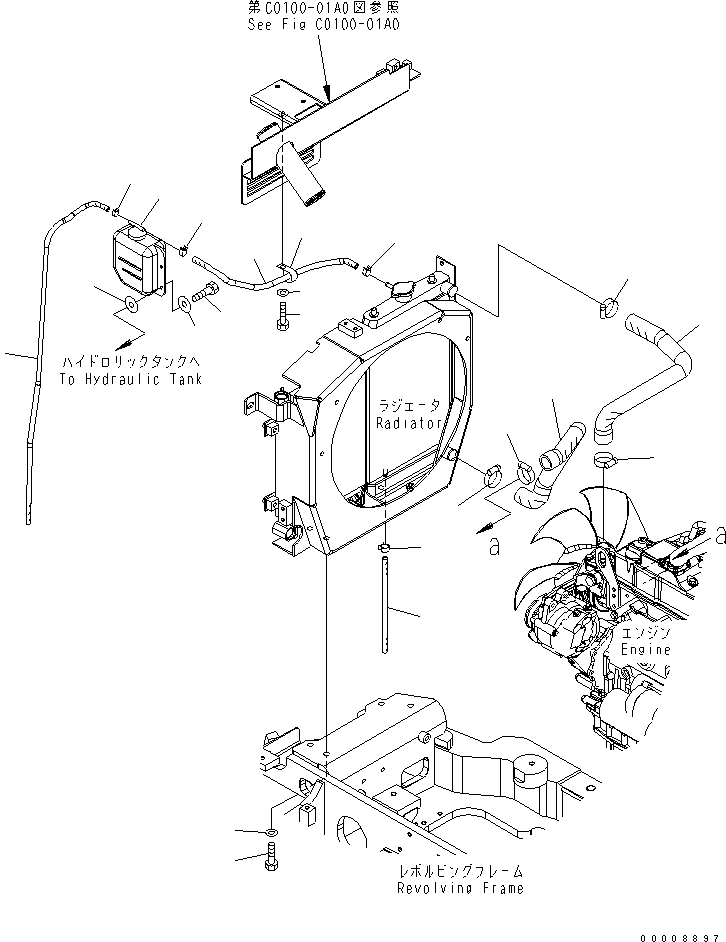 Excavators Komatsu / PC35MR-2 S/N 5001-UP (FOR CAB)(pc35mr4c) / COOLING (RADIATOR PIPING)(060030 : C0100-03A0)