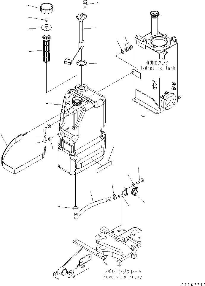 Excavators Komatsu / PC35MR-3 S/N 15001-16594 (For N.America, Canopy spec.)(pc35mr5c) / FUEL TANK(#15001-)(090010 : D0100-01A0)