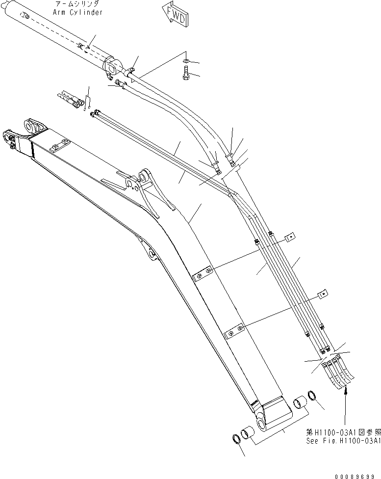 Excavators Komatsu / PC35MR-3 S/N 15001-16594 (For N.America, Canopy spec.)(pc35mr5c) / BOOM (BOOM AND PIPING) (1 ATTACHMENT)(#16501-)(330020 : T1110-01A1A)