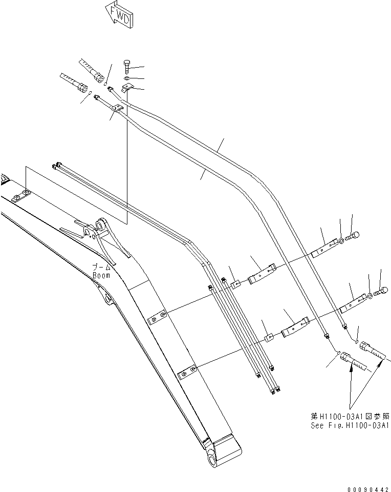 Excavators Komatsu / PC35MR-3 S/N 15001-16594 (For N.America, Canopy spec.)(pc35mr5c) / BOOM (ATTACHMENT PIPING)(#16501-)(330060 : T1110-04A1A)