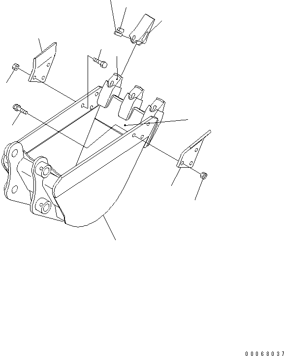 Excavators Komatsu / PC35MR-3 S/N 15001-16594 (For N.America, Canopy spec.)(pc35mr5c) / BUCKET ? 0.040M3 (MINI 0.055M3) 420MM WIDTH(#15001-)(330230 : T1510-01A2)