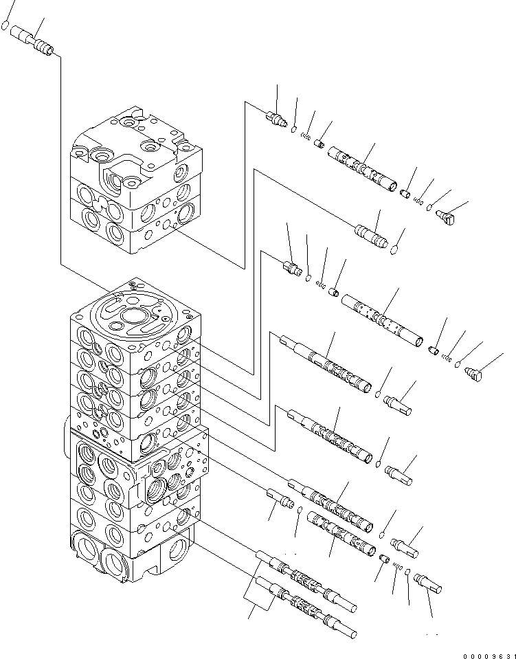 Excavators Komatsu / PC35MR-3 S/N 15001-16594 (For N.America, Canopy spec.)(pc35mr5c) / MAIN VALVE (9-VALVE) (3/13) (EXCEPT JAPAN)(#15001-)(420250 : Y1662-43A0)