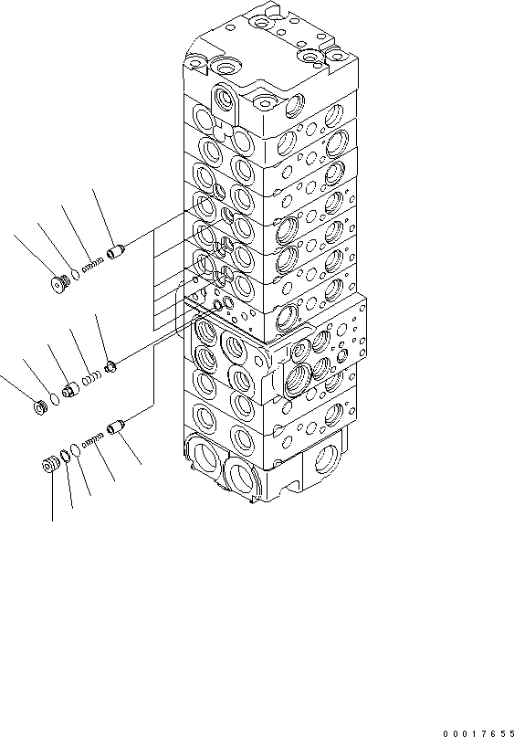 Excavators Komatsu / PC35MR-3 S/N 15001-16594 (For N.America, Canopy spec.)(pc35mr5c) / MAIN VALVE (9-VALVE) (6/13) (EXCEPT JAPAN)(#15001-)(420280 : Y1662-46A0)