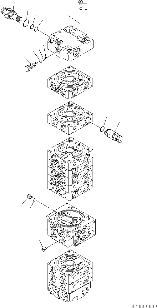 Excavators Komatsu / PC35MR-3 S/N 15001-16594 (For N.America, Canopy spec.)(pc35mr5c) / MAIN VALVE (9-VALVE) (12/13) (EXCEPT JAPAN)(#15001-)(420340 : Y1662-52A0)