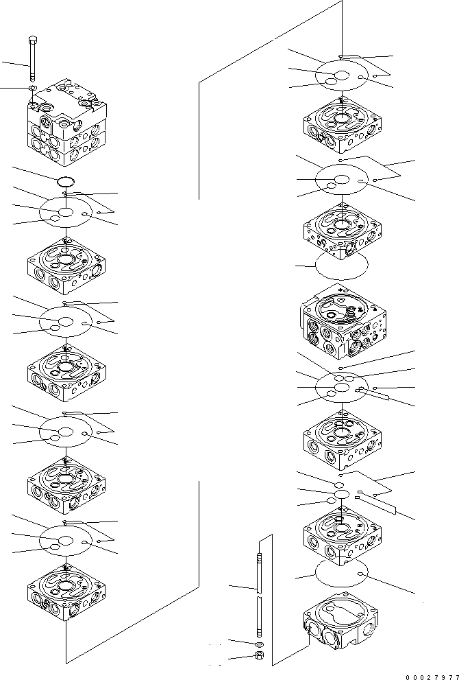 Excavators Komatsu / PC35MR-3 S/N 15001-16594 (For N.America, Canopy spec.)(pc35mr5c) / MAIN VALVE (10-VALVE) (2/14) (FOR NORTH AMERICA)(#15001-)(420370 : Y1664-22A0)