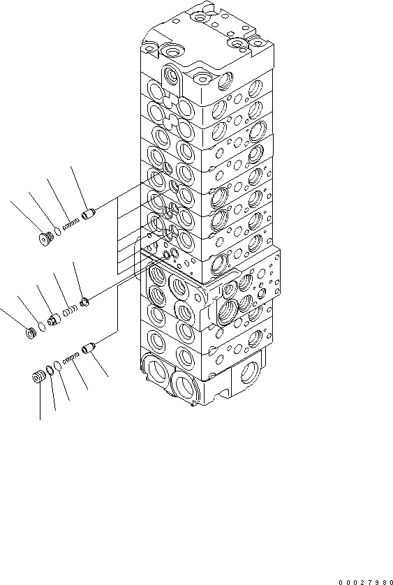 Excavators Komatsu / PC35MR-3 S/N 15001-16594 (For N.America, Canopy spec.)(pc35mr5c) / MAIN VALVE (10-VALVE) (6/14) (FOR NORTH AMERICA)(#15001-)(420410 : Y1664-26A0)