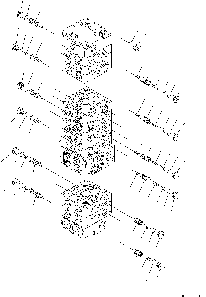 Excavators Komatsu / PC35MR-3 S/N 15001-16594 (For N.America, Canopy spec.)(pc35mr5c) / MAIN VALVE (10-VALVE) (7/14) (FOR NORTH AMERICA)(#15001-)(420420 : Y1664-27A0)