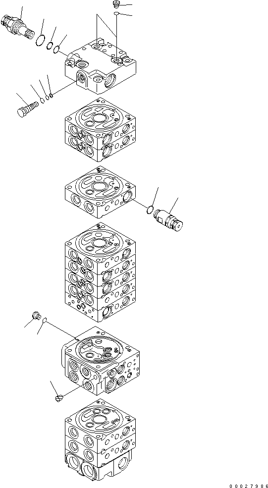 Excavators Komatsu / PC35MR-3 S/N 15001-16594 (For N.America, Canopy spec.)(pc35mr5c) / MAIN VALVE (10-VALVE) (12/14) (FOR NORTH AMERICA)(#15001-)(420470 : Y1664-32A0)