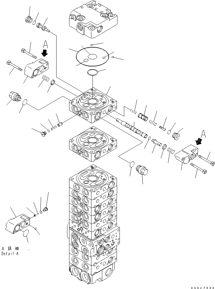 Excavators Komatsu / PC35MR-3 S/N 15001-16594 (For N.America, Canopy spec.)(pc35mr5c) / MAIN VALVE (10-VALVE) (14/14) (FOR NORTH AMERICA)(#15001-)(420490 : Y1664-34A0)